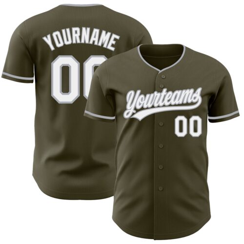 Olive0414 Custom Olive White-Gray Authentic Baseball Jersey