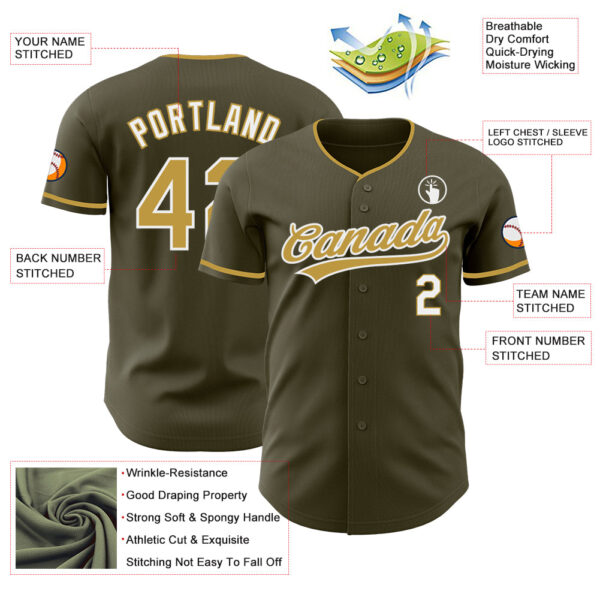 Custom Olive Old Gold-White Authentic Baseball Jersey