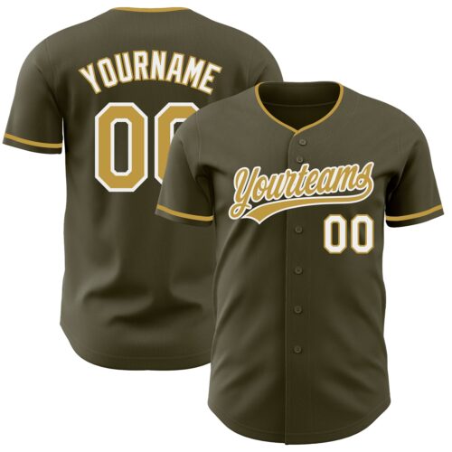 Olive0415 Custom Olive Old Gold-White Authentic Baseball Jersey