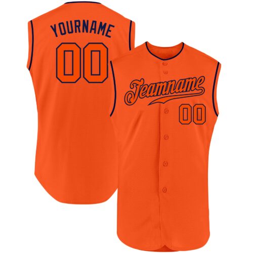 Orange0192 Custom Orange Orange-Navy Authentic Sleeveless Baseball Jersey