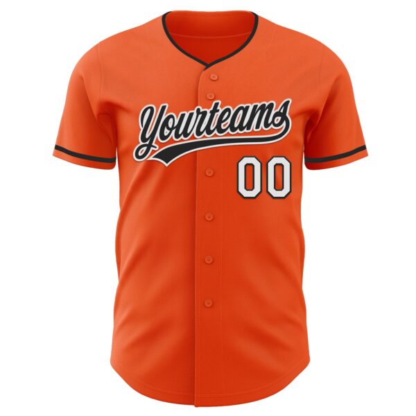 Custom Orange Black-White Authentic Baseball Jersey
