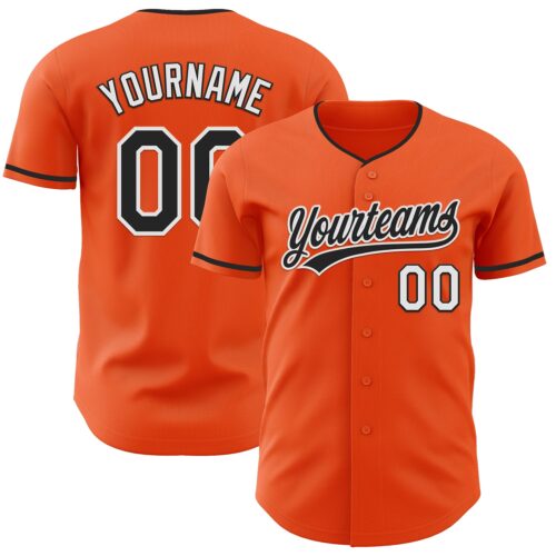 Orange0569_7c94e984-c4f4-4008-aca6-efdaf37b0308 Custom Orange Black-White Authentic Baseball Jersey