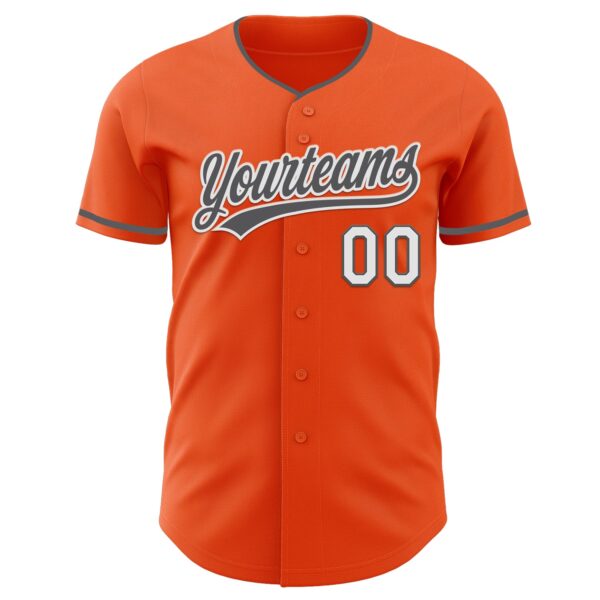 Custom Orange Steel Gray-White Authentic Baseball Jersey