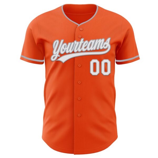 Custom Orange White-Gray Authentic Baseball Jersey