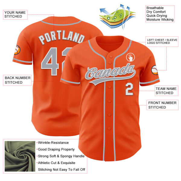 Custom Orange Gray-White Authentic Baseball Jersey