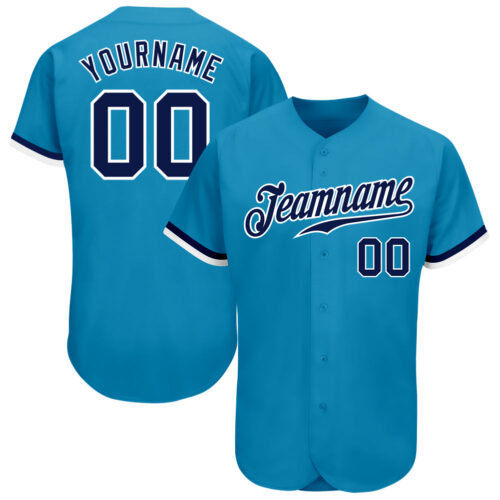 PantherBlue0028 Custom Panther Blue Navy-White Authentic Baseball Jersey