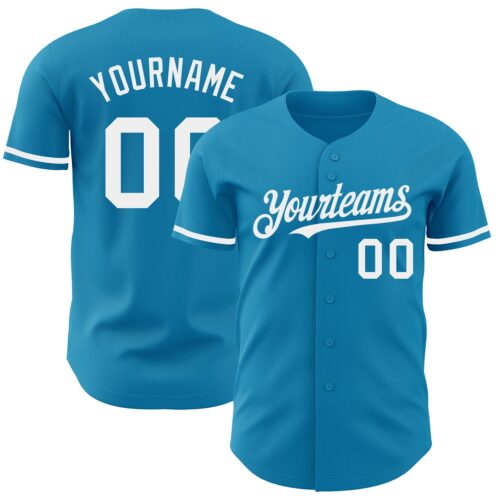 PantherBlue0044 Custom Panther Blue White Authentic Baseball Jersey