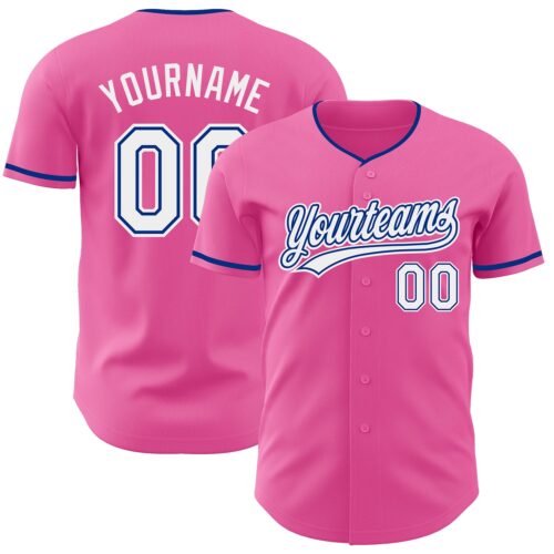Pink0451 Custom Pink White-Royal Authentic Baseball Jersey