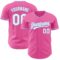 Custom Pink White-Light Blue Authentic Baseball Jersey