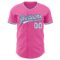 Custom Pink White Navy-Light Blue Authentic Baseball Jersey