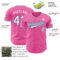 Custom Pink White Navy-Light Blue Authentic Baseball Jersey