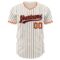 Custom Cream Navy Pinstripe Orange-Navy Authentic Baseball Jersey