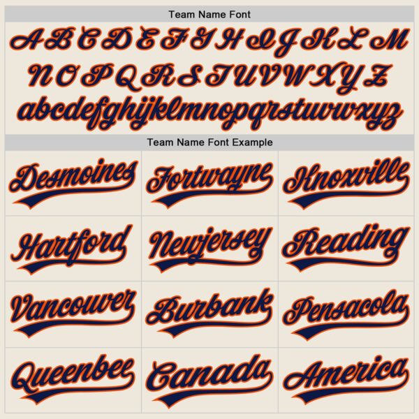 Custom Cream Navy Pinstripe Orange-Navy Authentic Baseball Jersey