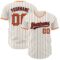 Custom Cream Navy Pinstripe Orange-Navy Authentic Baseball Jersey