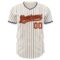 Custom Cream Navy Pinstripe Orange-Navy Authentic Baseball Jersey