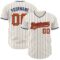 Custom Cream Navy Pinstripe Orange-Navy Authentic Baseball Jersey