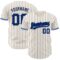 Custom Cream Navy Pinstripe Royal Navy-White Authentic Baseball Jersey