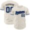 Custom Cream Black Pinstripe Royal Black-White Authentic Baseball Jersey