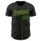 Custom Black Cream Pinstripe Green-Old Gold Authentic Baseball Jersey
