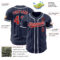 Custom Navy White Pinstripe Red-White Authentic Baseball Jersey