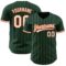 Custom Green White Pinstripe White-Orange Authentic Baseball Jersey
