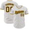 Custom White Brown Pinstripe Brown-Yellow Authentic Baseball Jersey