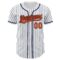 Custom White Navy Pinstripe Orange-Navy Authentic Baseball Jersey