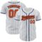 Custom White Navy Pinstripe Orange-Navy Authentic Baseball Jersey