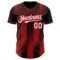 Custom Black White-Red Gradient Classic Vertical Stripe Authentic Baseball Jersey