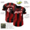 Custom Black White-Red Gradient Classic Vertical Stripe Authentic Baseball Jersey