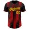 Custom Black Gold-Red Gradient Classic Vertical Stripe Authentic Baseball Jersey