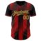 Custom Black Old Gold-Red Gradient Classic Vertical Stripe Authentic Baseball Jersey
