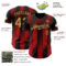 Custom Black Old Gold-Red Gradient Classic Vertical Stripe Authentic Baseball Jersey