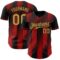 Custom Black Old Gold-Red Gradient Classic Vertical Stripe Authentic Baseball Jersey