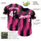 Custom Black White-Pink Gradient Classic Vertical Stripe Authentic Baseball Jersey