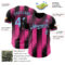 Custom Black Light Blue-Pink Gradient Classic Vertical Stripe Authentic Baseball Jersey