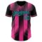 Custom Black Teal-Pink Gradient Classic Vertical Stripe Authentic Baseball Jersey