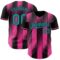 Custom Black Teal-Pink Gradient Classic Vertical Stripe Authentic Baseball Jersey