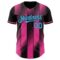 Custom Black Sky Blue-Pink Gradient Classic Vertical Stripe Authentic Baseball Jersey