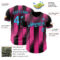 Custom Black Sky Blue-Pink Gradient Classic Vertical Stripe Authentic Baseball Jersey