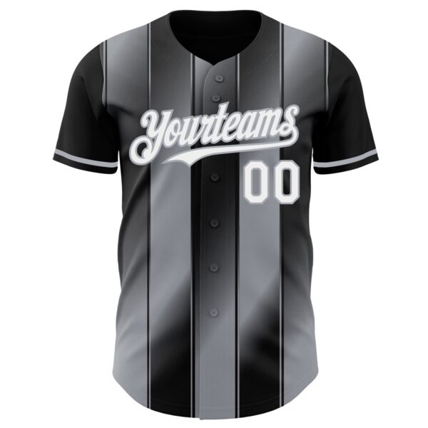 Custom Black White-Gray Gradient Classic Vertical Stripe Authentic Baseball Jersey