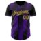 Custom Black Old Gold-Purple Gradient Classic Vertical Stripe Authentic Baseball Jersey