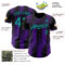 Custom Black Teal-Purple Gradient Classic Vertical Stripe Authentic Baseball Jersey
