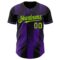 Custom Black Neon Green-Purple Gradient Classic Vertical Stripe Authentic Baseball Jersey