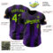 Custom Black Neon Green-Purple Gradient Classic Vertical Stripe Authentic Baseball Jersey