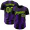 Custom Black Neon Green-Purple Gradient Classic Vertical Stripe Authentic Baseball Jersey
