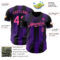 Custom Black Pink-Purple Gradient Classic Vertical Stripe Authentic Baseball Jersey