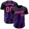 Custom Black Pink-Purple Gradient Classic Vertical Stripe Authentic Baseball Jersey
