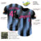 Custom Black Pink-Light Blue Gradient Classic Vertical Stripe Authentic Baseball Jersey