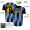 Custom Black Gold-Light Blue Gradient Classic Vertical Stripe Authentic Baseball Jersey
